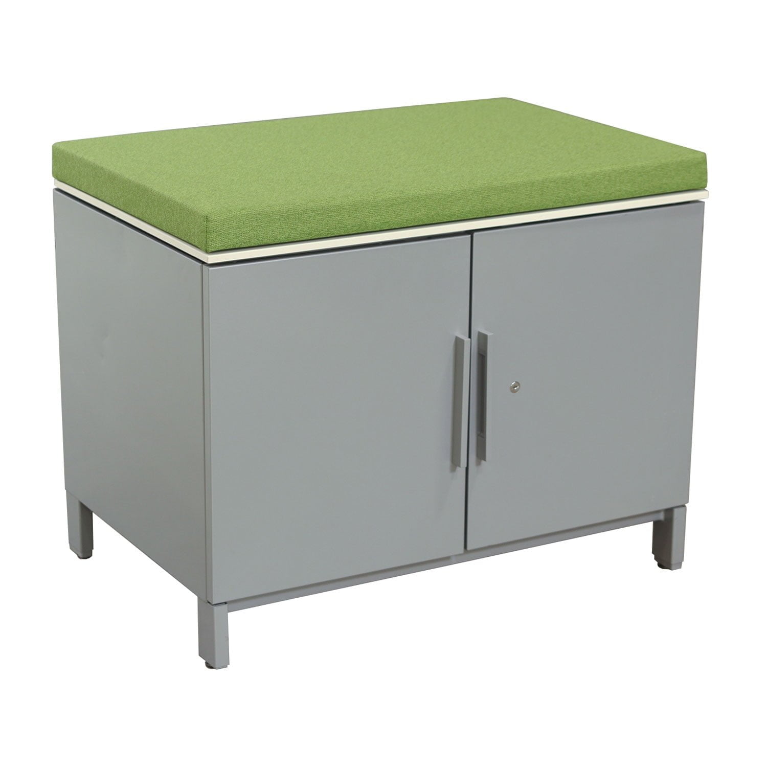 Herman Miller Canvas Used 30 Inch Storage Cabinet with Cushion Top, Metallic Silver