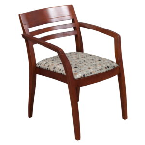 ICF Used Wood Side Chair, Earth Tone Geometric Pattern