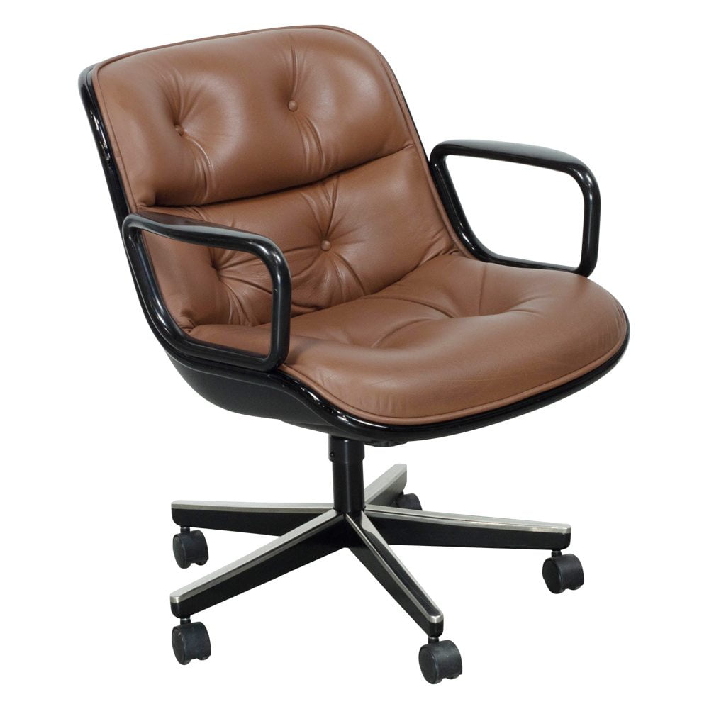 Knoll Pollock Executive Leather Used Swivel Chair, Tan National