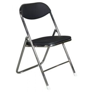goSIT New Cushioned Chrome Folding Chair, Black
