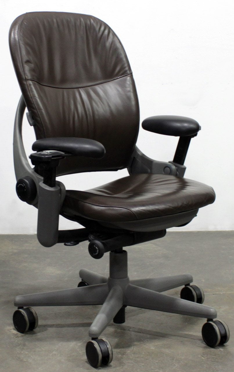 Steelcase Leap Used Leather Task Chair, Brown National Office