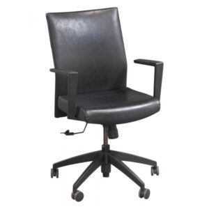 SitOnIt Sona Used Leather Conference Chair, Black