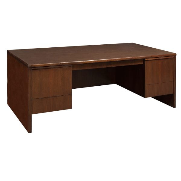 Inwood Used 36x72 Double Pedestal Veneer Desk, Walnut National Office