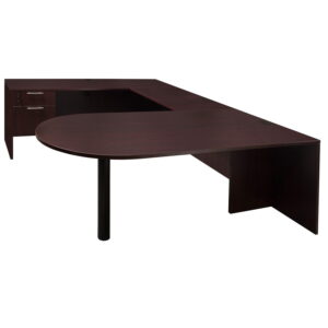 Jersey Factory Clearance Left Return Bullet Top U Shape Desk, Mahogany