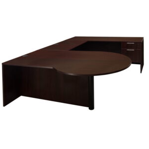 Jersey Factory Clearance Right Return P Top U Shape Desk, Mahogany