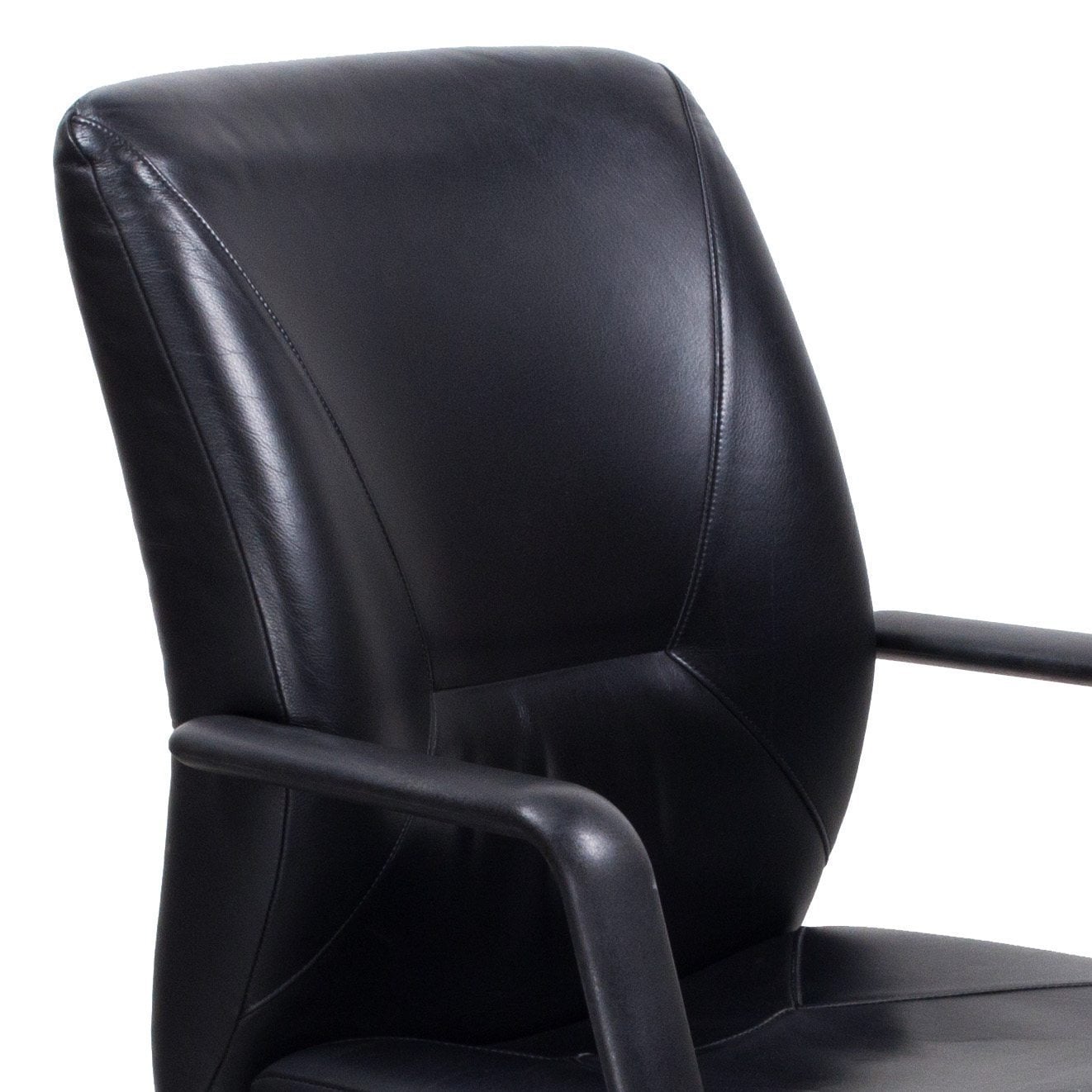 美品　黒レザー スワベルチェア Keilhauer Respons Used Leather Managerial Mid-BackChair 762, Black