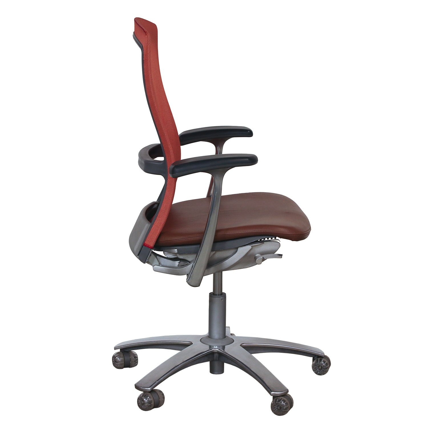 Knoll Life Used Leather and Mesh Back Conference Chair, Brown