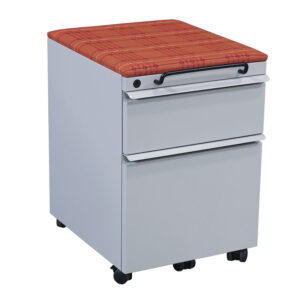 Knoll Used Box File Mobile Pedestal, Silver w Orange Horizontal Pattern