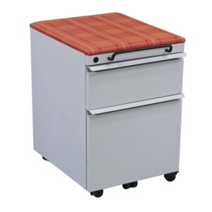 Knoll Used Box File Mobile Pedestal, Silver w Orange Vertical Pattern