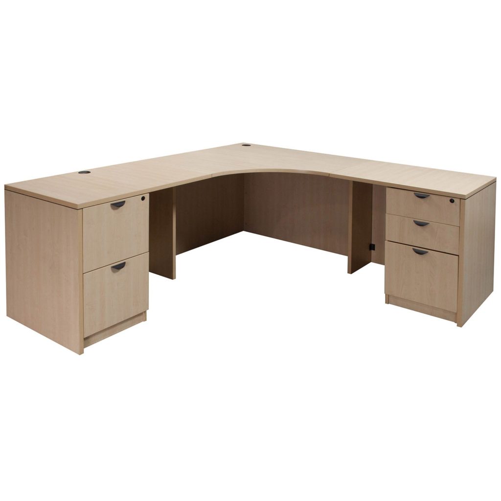 Laminate Used Corner Desk L Shape, Maple National Office Interiors