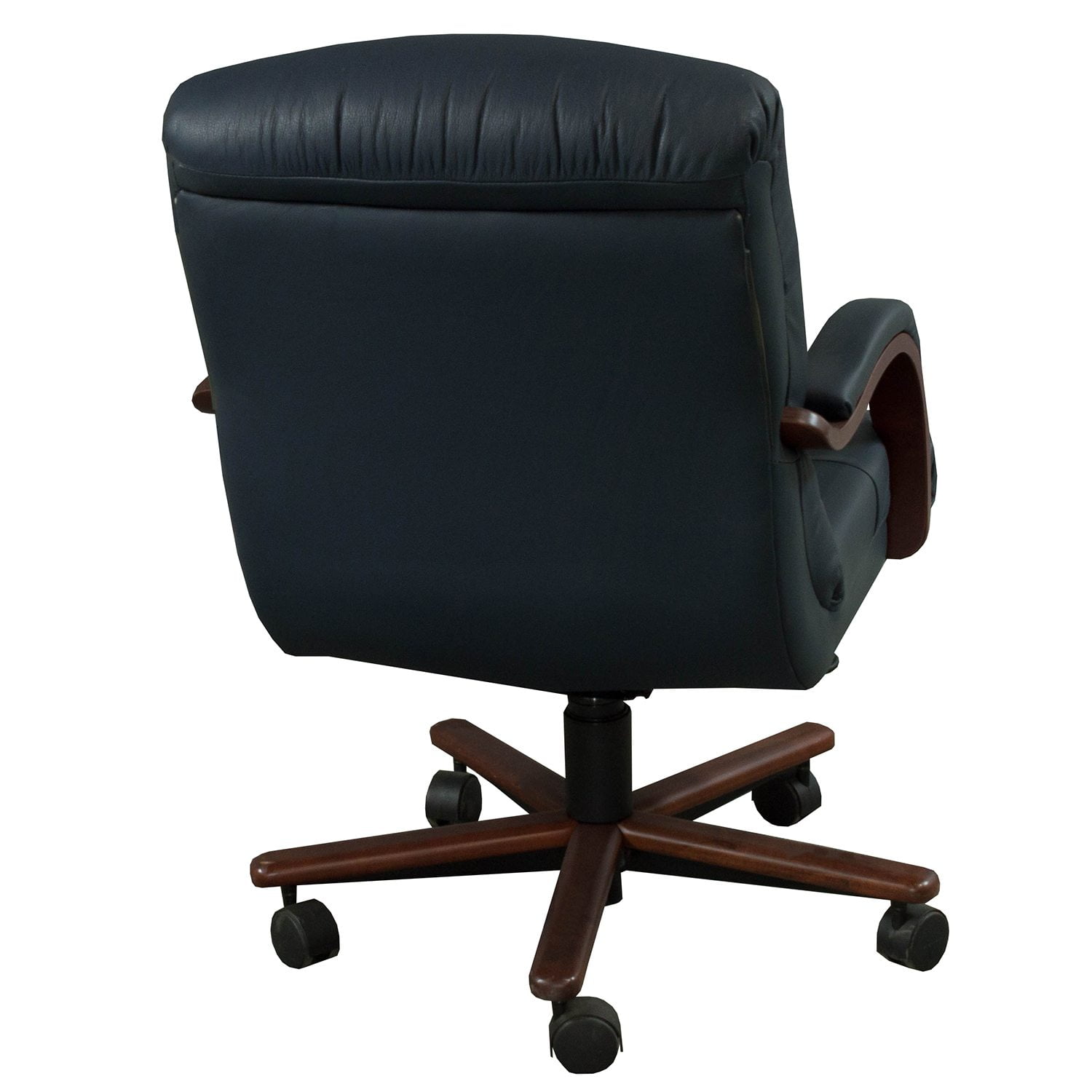 La-Z-Boy Horizon Used Mid Back Wood Leather Conference Chair, Blue