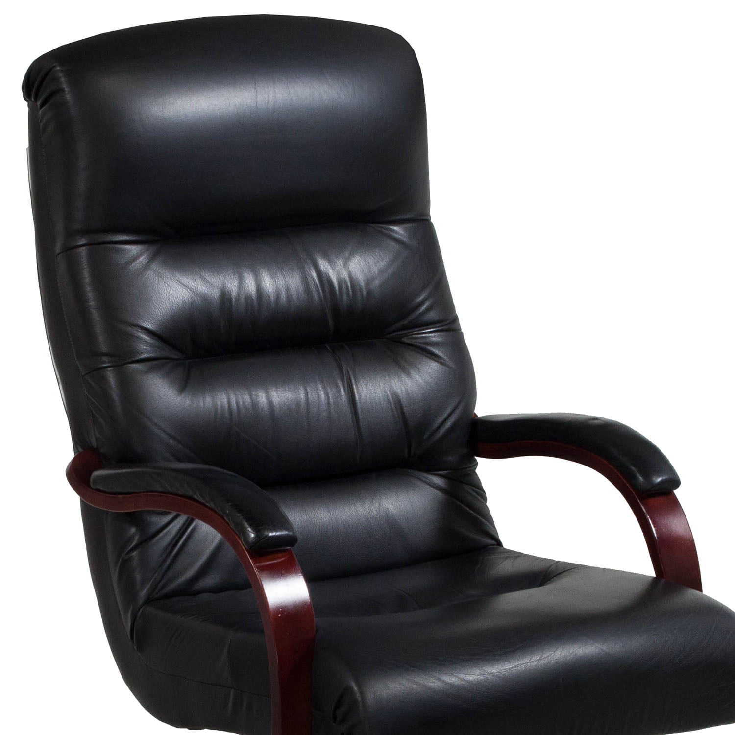 LaZBoy Horizon Used High Back Wood Leather Conference Chair, Black