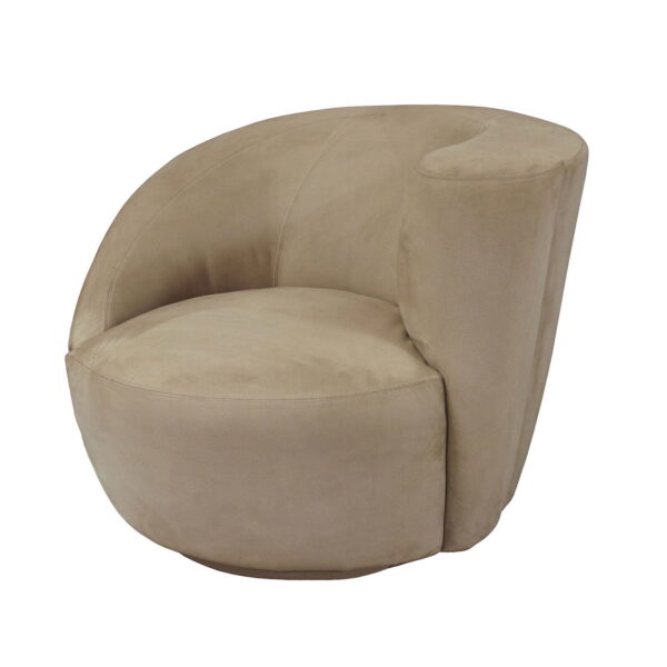 Lazar Scroll Corkscrew Used Swivel Chair, Tan Suede - National Office