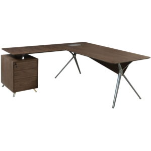 Louis Left Return Veneer L Shape Desk, Walnut