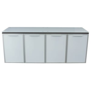 Manhattan 4 Door Laminate Storage Credenza with Glass Top, Cashmere Gray
