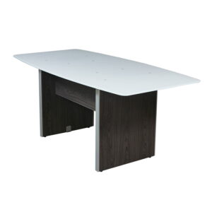 Manhattan 8 Foot Glass Top Boat Conference Table with Laminate Base, Cashmere Gray