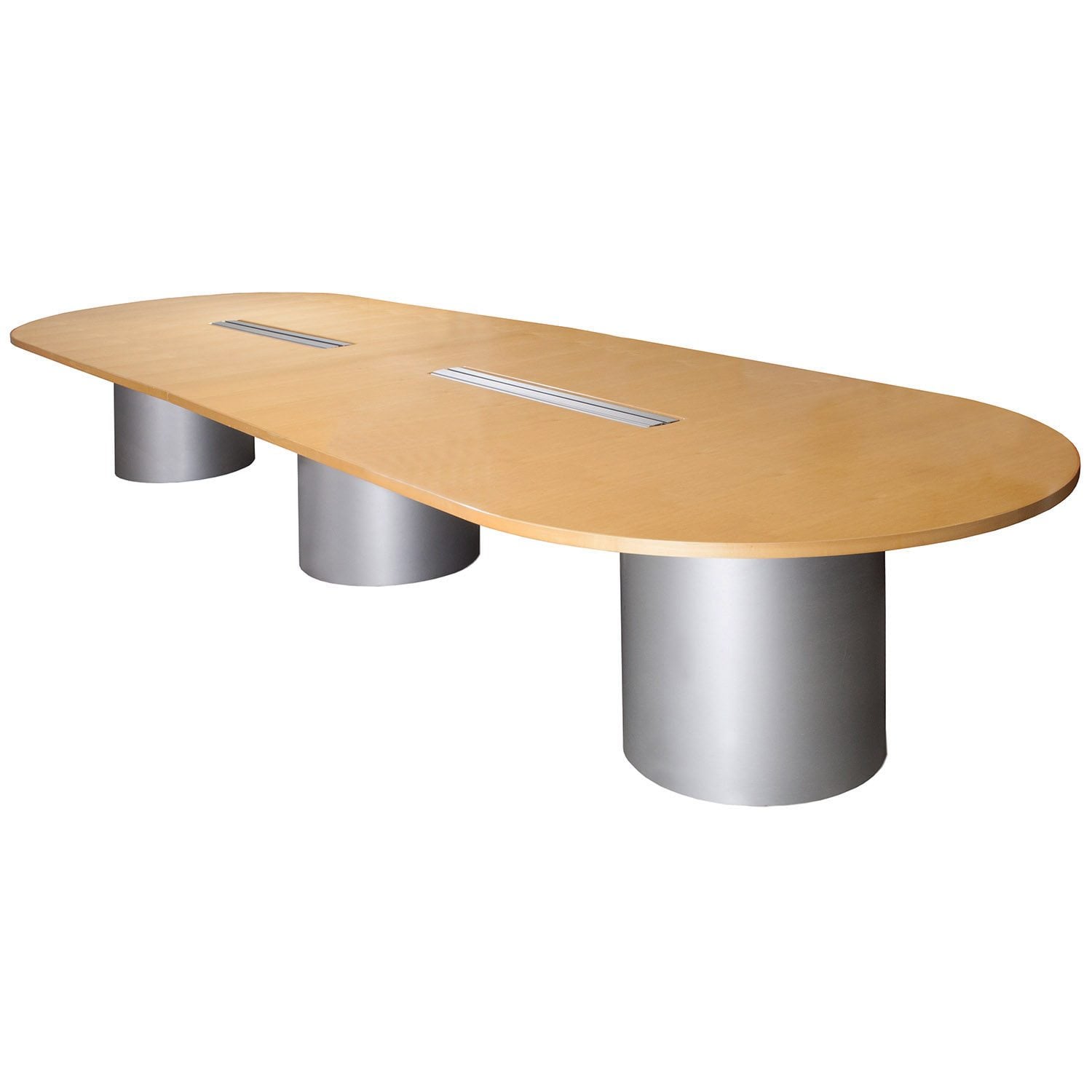 Wood 14ft Used Conference Table, Maple National Office Interiors and