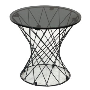Modern Round 20 Inch Glass Top End Table, Gray