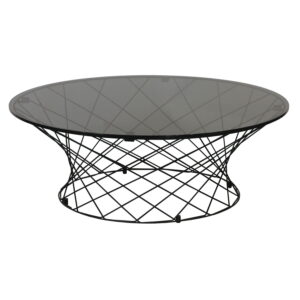 Modern Round 40 Inch Glass Top Coffee Table, Gray