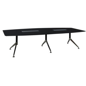 Morgan 12 Foot Melamine Boat Shaped Conference Table, Black