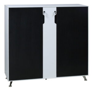 Morgan 48 in Melamine Storage Cabinet, Black and White