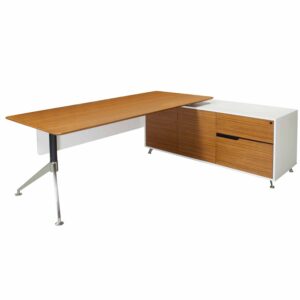 Morgan Executive Right Return Veneer L Shape Desk, Zebra and White