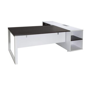 Morgan Executive Left Return Melamine L Shape Desk, Gray and White