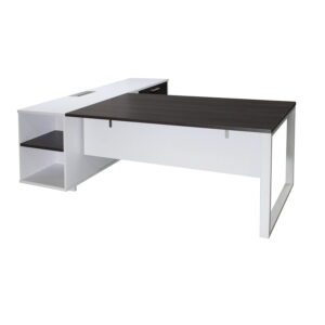 Morgan Executive Right Return Melamine L Shape Desk, Gray and White