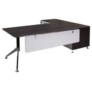 Morgan Manager Left Return Melamine L Shape Desk, Gray and White