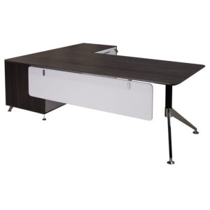 Morgan Manager Right Return Melamine L Shape Desk, Gray and White