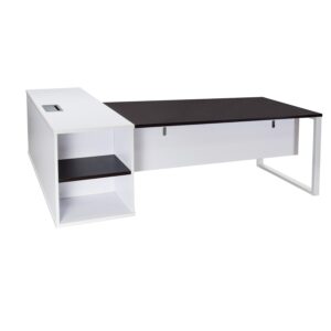 Morgan Executive Right Return Melamine L Shape Desk, Mocha and White