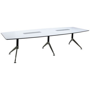 Morgan 12 Foot Melamine Boat Shaped Conference Table, White