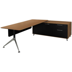 Morgan Manager Right Return Melamine L Shape Desk, Zebra and Black