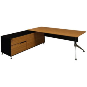 Morgan Executive Left Return Veneer L Shape Desk, Zebra and Black