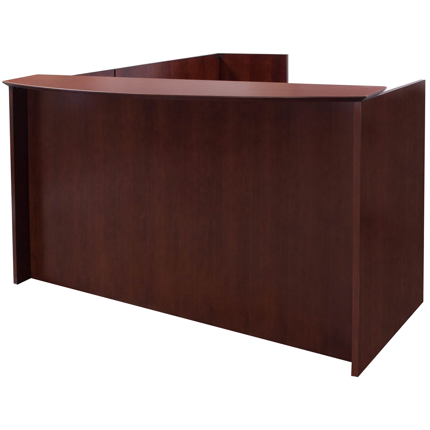 National Used Laminate LShape Reception Desk, Dark Cherry National