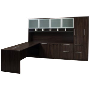 Denmark Executive L Shape Right Return Desk Set, American Walnut