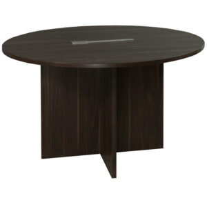 Denmark 48 Inch Round Laminate Meeting Table, American Walnut