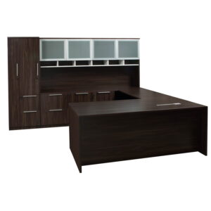 Denmark Executive U Shape Left Return Desk Set, American Walnut