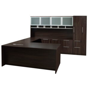 Denmark Executive U Shape Right Return Desk Set, American Walnut