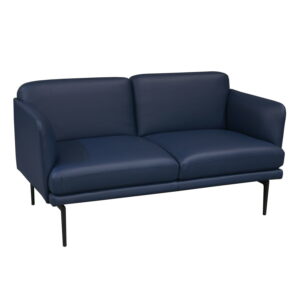 Peyton by goSIT Modern PU Leather Reception Loveseat, Dark Blue