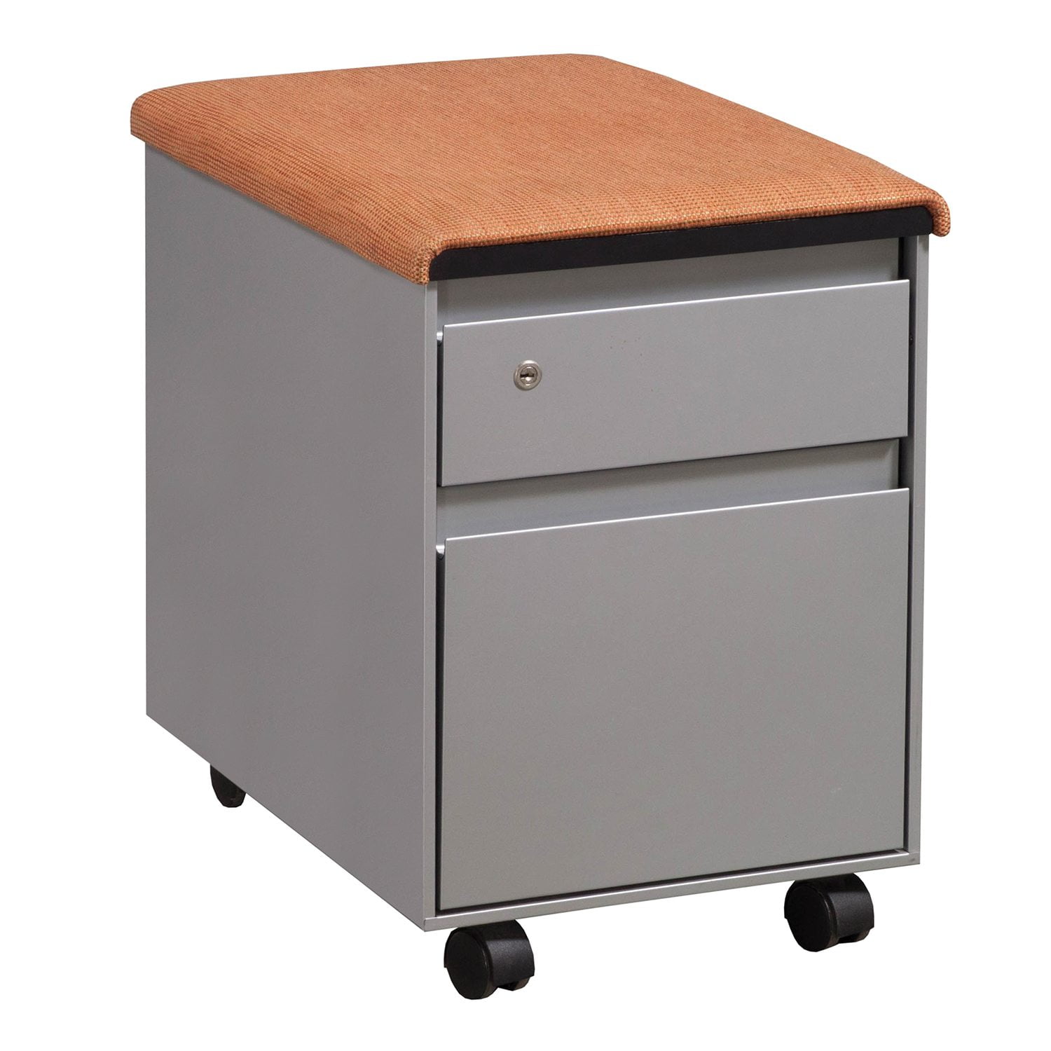 Steelcase Used Mobile Orange Cushion Top Box File Pedestal, Platinum