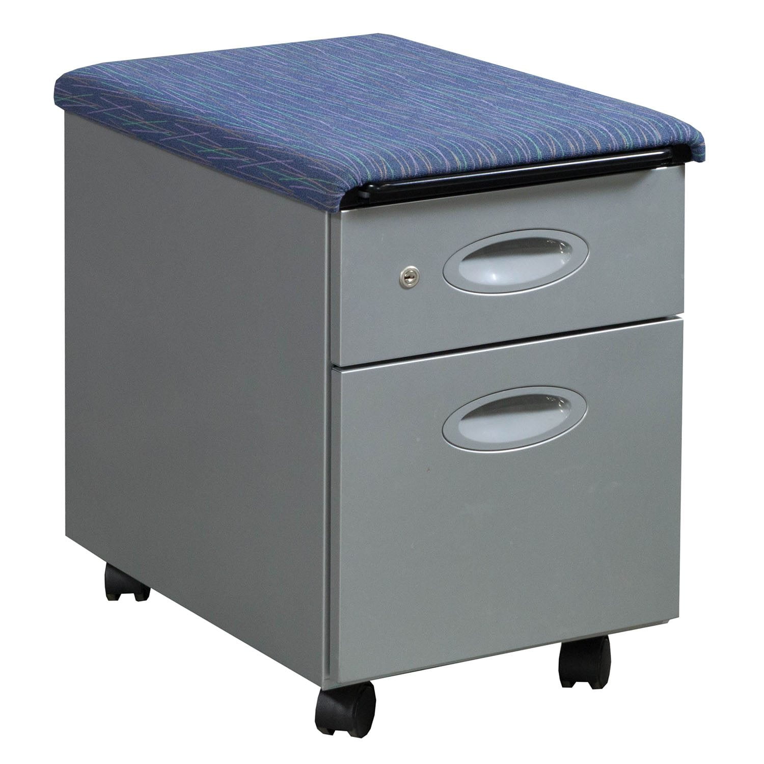 Steelcase Used Mobile Gray Box File Pedestal, Blue Top National