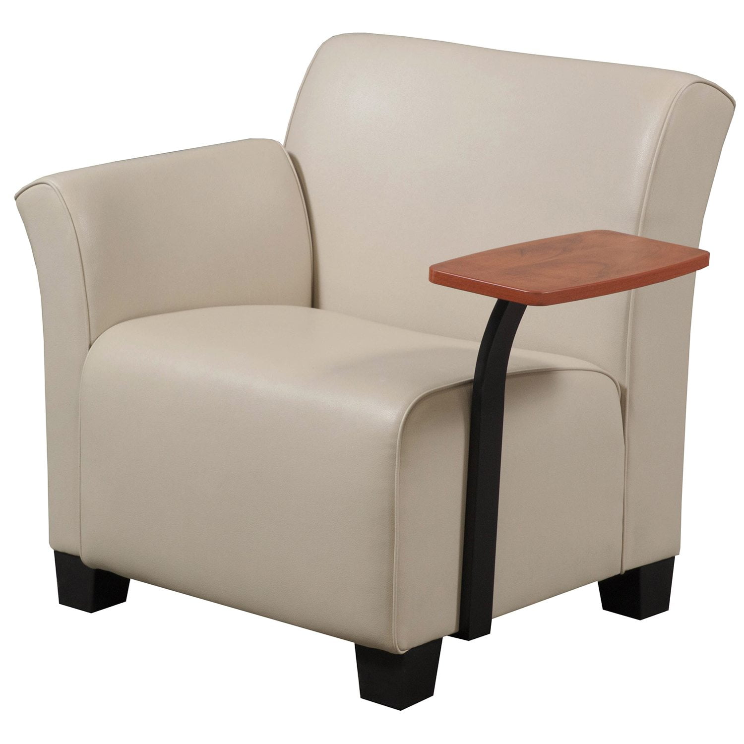 Steelcase Jenny Used Cherry Left Tablet PU Leather Reception Chair, Tan