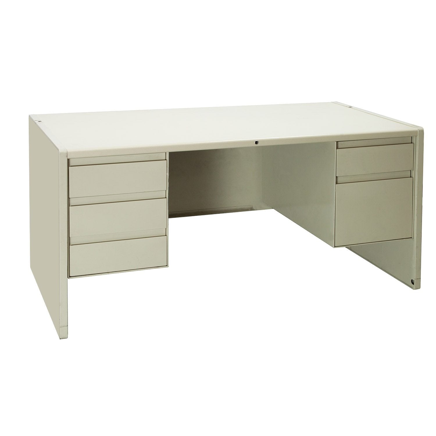 Steelcase Metal Used Double Pedestal Desk, Putty National Office