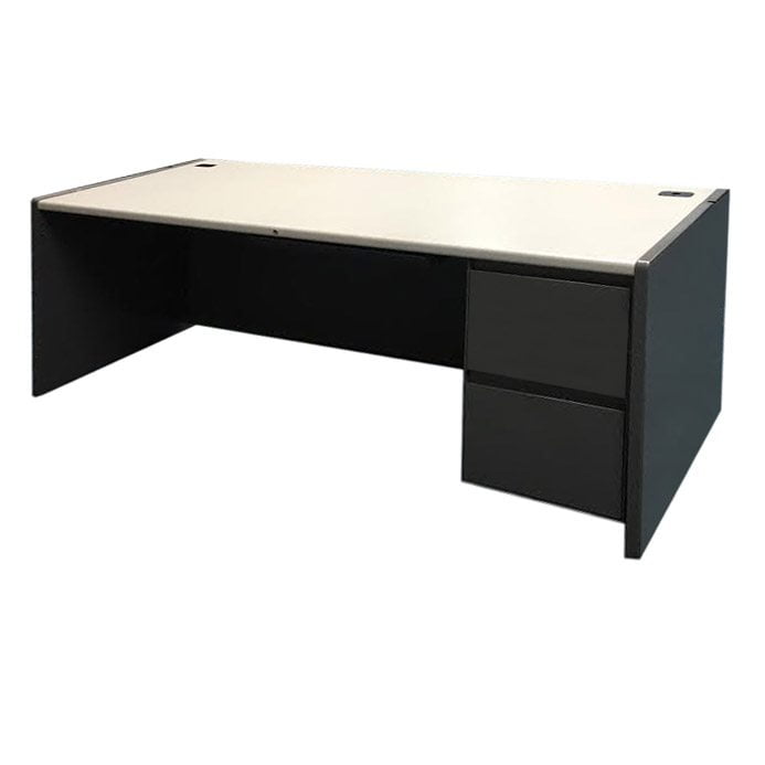 Steelcase Used Metal Single Pedestal Desk, Gray National Office