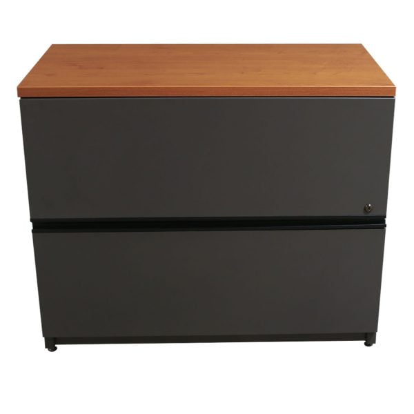 Steelcase Used 2 Drawer 36 Inch Lateral File With Cherry Top, Gray National Office Interiors