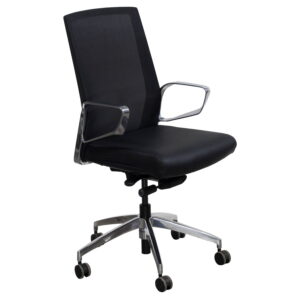 Maris by goSIT Leather and Mesh Conference Chair, Black
