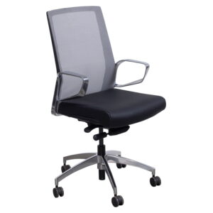 Maris by goSIT Leather and Mesh Conference Chair, Black and Gray