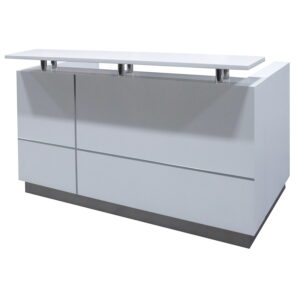 goSIT 63 Inch Reception Desk, Matte White and Driftwood