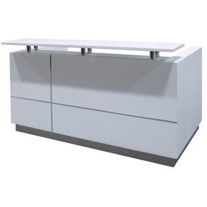 goSIT 79 Inch Reception Desk, Matte White and Driftwood